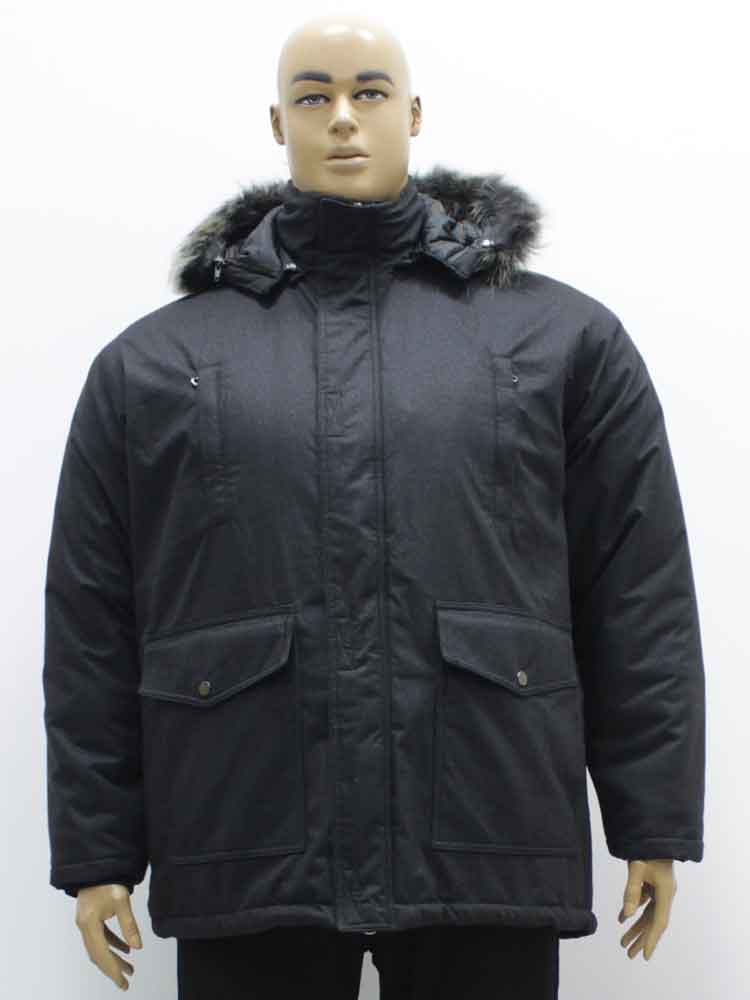 Куртка зимняя мужская (аляска) прямого кроя с капюшоном и съемной меховой опушкой большого размера. Магазин «Большой Папа», Харьков.