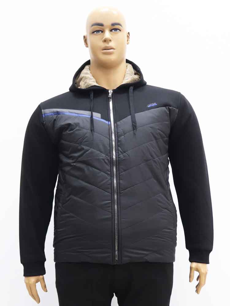 Кофта-куртка мужская комбинированная на подкладке из искусственного меха большого размера. Магазин «Большой Папа», Харьков.