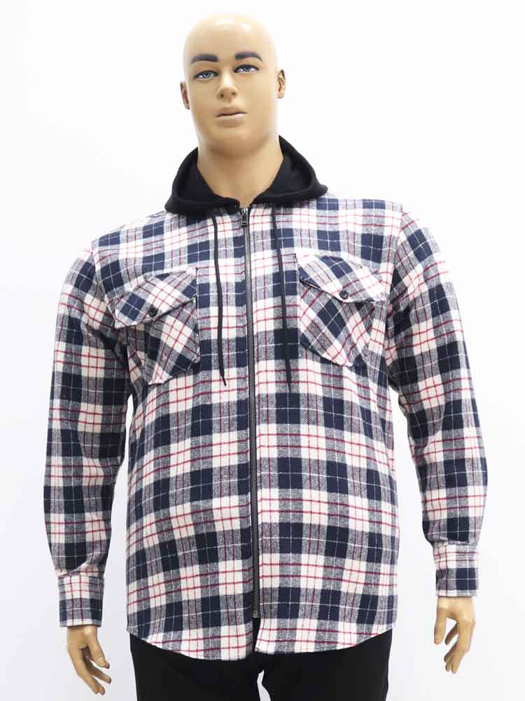 Сорочка (рубашка) мужская фланелевая из хлопка с капюшоном большого размера. Магазин «Большой Папа», Харьков.