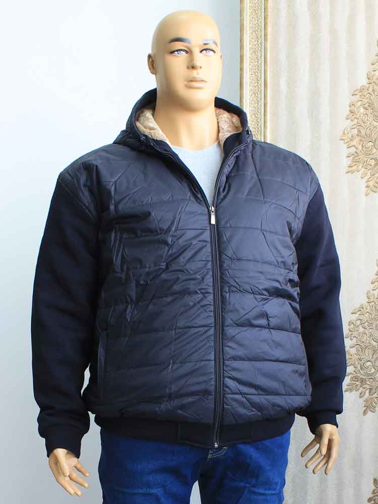 Куртка демисезонная мужская комбинированная на подкладке из искусственного меха с капюшоном большого размера. Магазин «Большой Папа», Харьков.