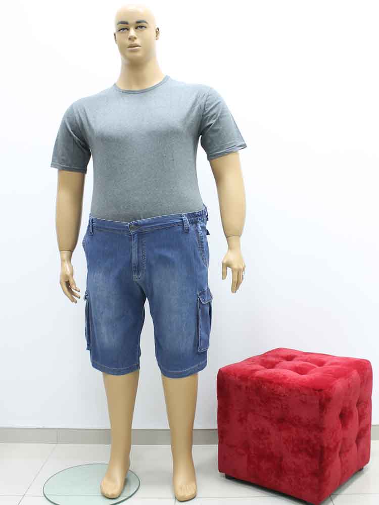 Шорты мужские джинсовые облегченные с накладными карманами большого размера. Магазин «Большой Папа», Харьков.