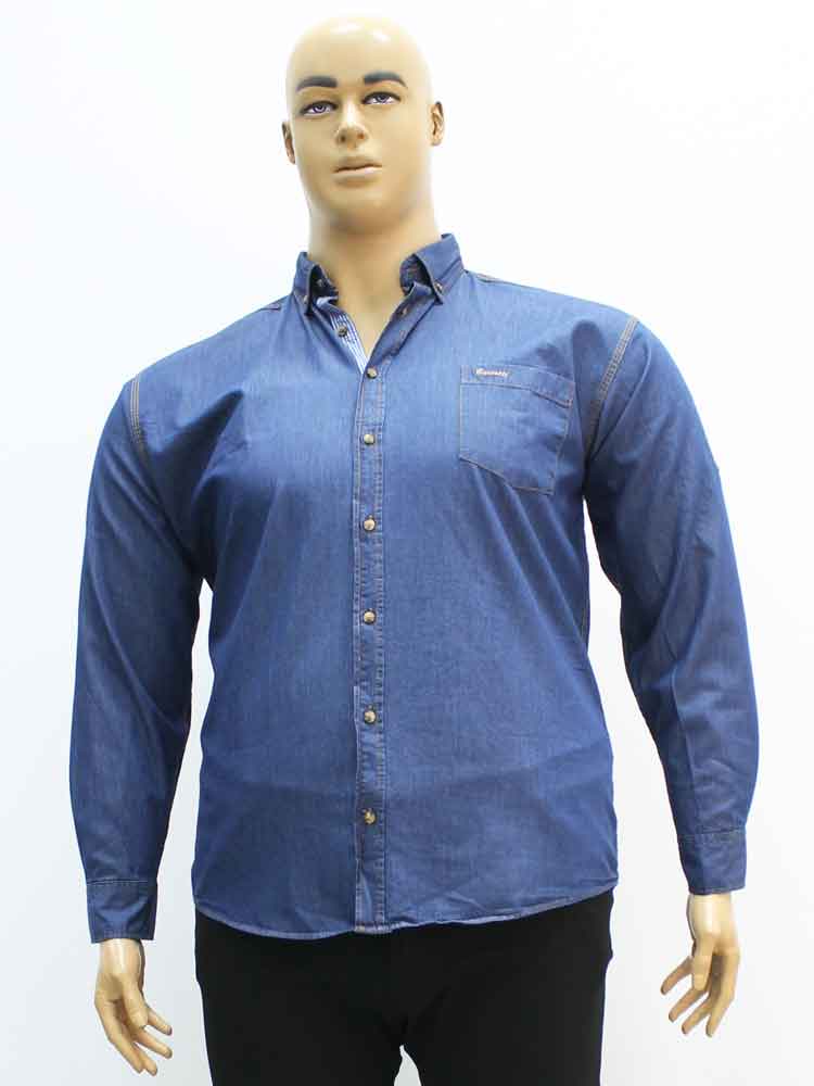 Сорочка (рубашка) мужская джинсовая  стрейчевая большого размера. Магазин «Большой Папа», Харьков.